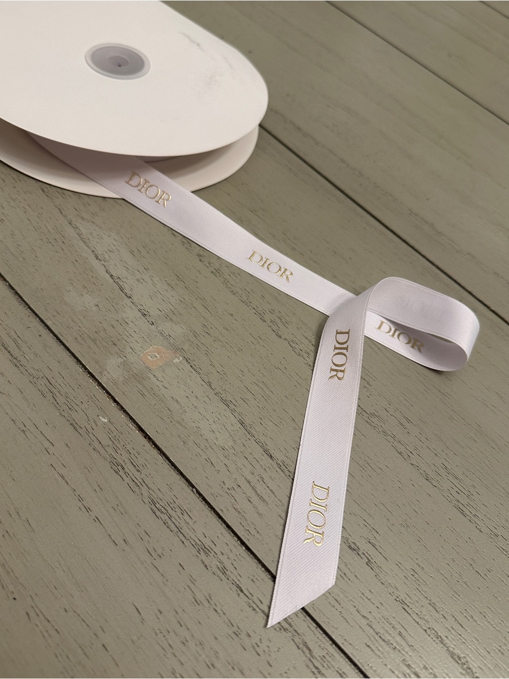 Dior White Ribbon with Gold Logo